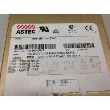 ASTEC 73-560-4094 MP6-2E-1Q-4LL-VME-00 600W Power Supply